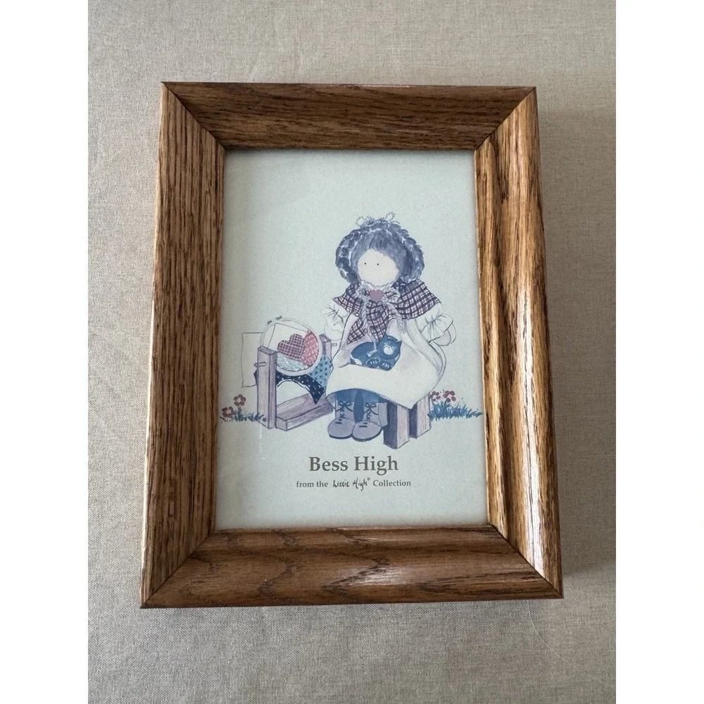 Lizzie‎ High Bess High Framed Art Print Primitive Country Folk Doll Decor 7x9